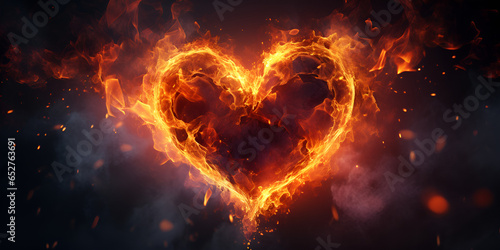 Burning heart on a black background The concept of love and romance Fire heart on a dark background AI Generated 3d red heart with fire Heart Burning Images generative ai