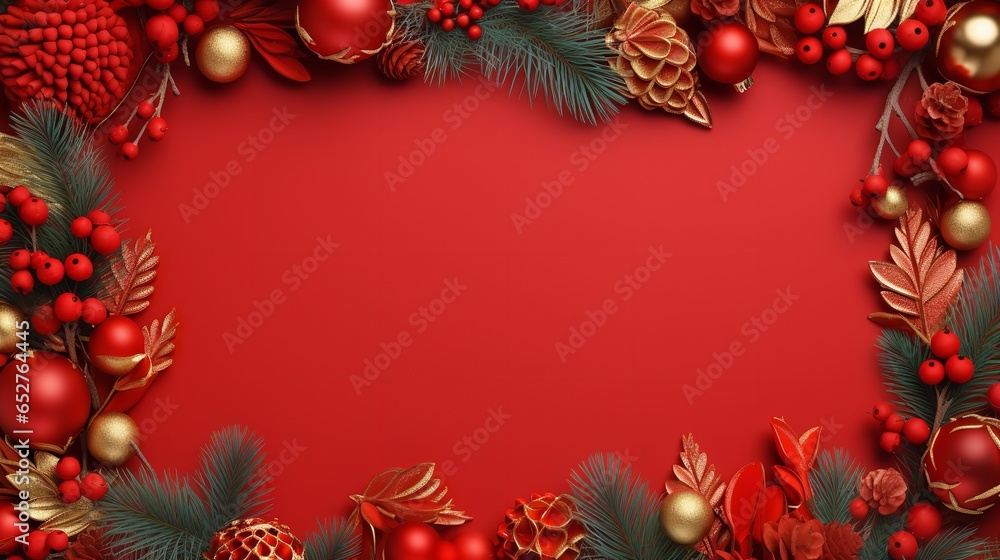 Ornamental Christmas picture frame. Generative ai.