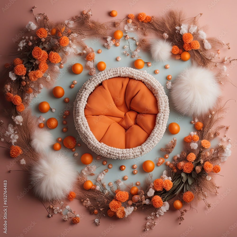 Naklejka premium Pearls Newborn Digital Backdrop photography background newborn baby boy girl fur props pearls newborn photo shoot pearls overlay newborn fur