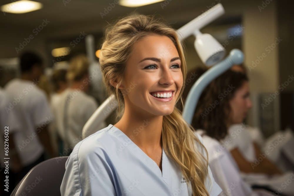 Dental hygienist providing professional teeth cleaning services, Generative AI