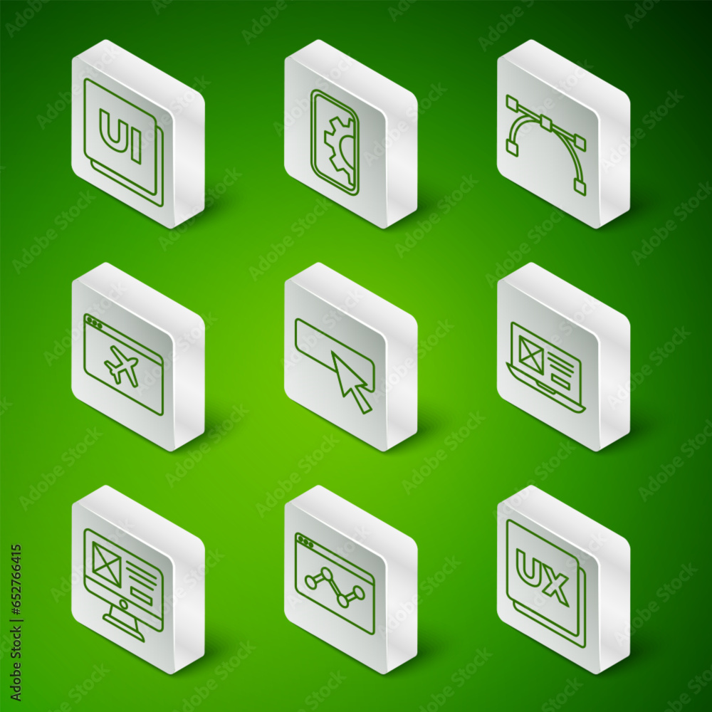 Set line UI or UX design, Website statistic, template, development, and icon. Vector Set line UI or UX design, Website statistic, template, development, and icon. Vector