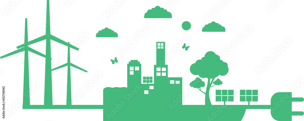 Vector illustration of banner design elements for sustainable energy development, ecology concept