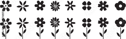 Vector illustration of simple flowers isolated on white background