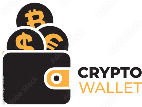Vector illustration of a wallet with crypto currencies and an editable text