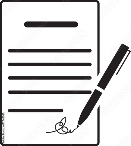 Digital illustration of a document signing symbol on a white background