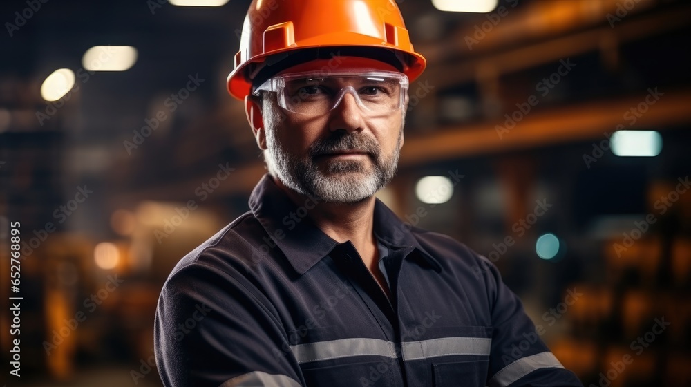 Professional industrial engineer wearing uniform working in a steel factory. Professional industrial engineer wearing uniform working in a steel factory.