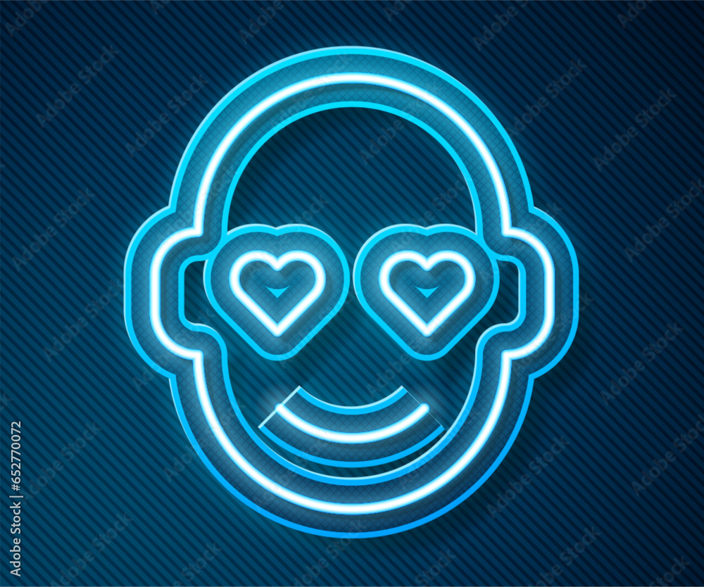Glowing neon line Romantic man icon isolated on blue background. Happy Valentines day. Vector Glowing neon line Romantic man icon isolated on blue background. Happy Valentines day. Vector