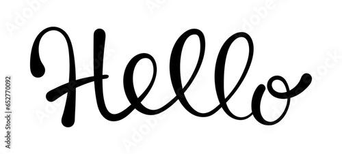 Hello. Handwritten lettering style. Transparent background. Vector calligraphy.