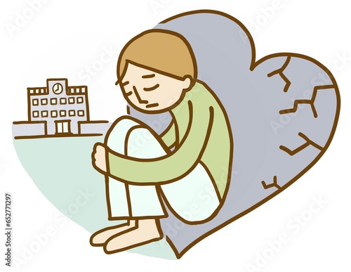 不登校　男の子　イラスト