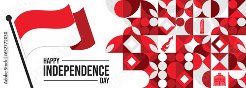 Independence Day of Indonesia, monaco, Singapore, Malaysia, America, Background for banner, flyer, ribbon flag

 photo
