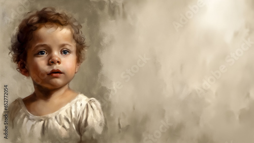 Vászonkép Dipinto di un volto di bambino III