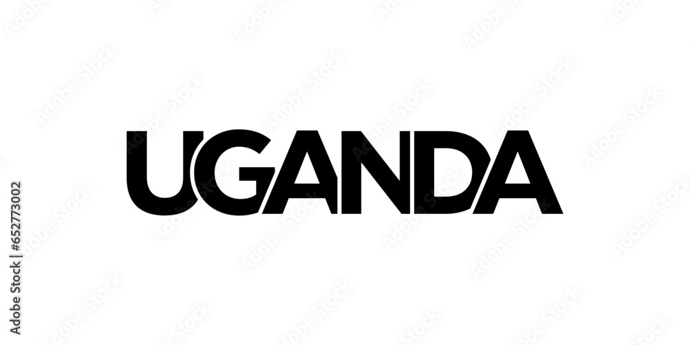 Uganda emblem. The design features a geometric style, vector illustration with bold typography in a modern font. The graphic slogan lettering.