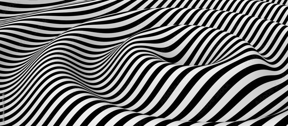 Illustration of black and white curve lines in motion perfect for wallpapers and backgrounds