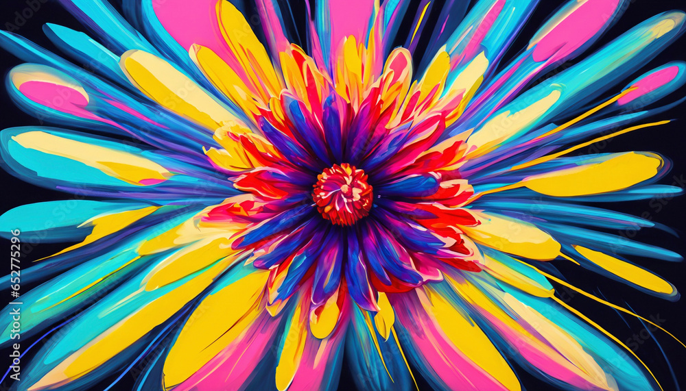 Fototapeta premium acrylic colorful flowers and artwork