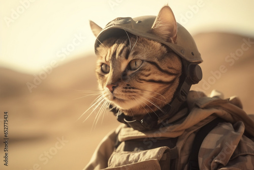 a military cat in the desert