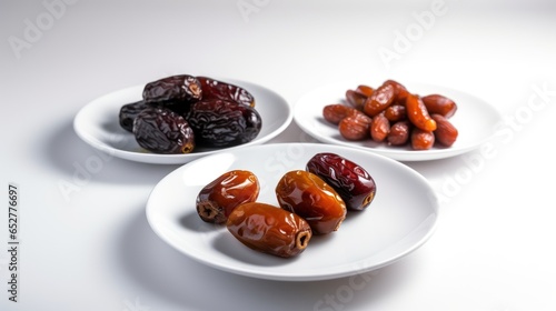 Dates on the plates composed food photography white