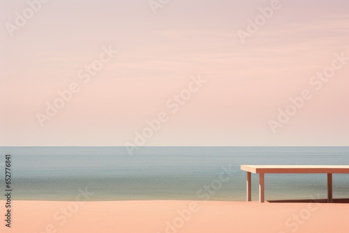 Pink and Brown Beach Minimalism in a negative artistic space. Visual abstract metaphor. Geometric shapes with gradients. © Inna