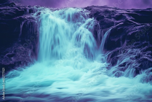 Purple and Teal Waterfall Minimalism in a negative artistic space. Visual abstract metaphor. Geometric shapes with gradients.