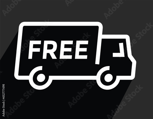free delivery or shipping, simple linear truck logo or icon, vector illustration