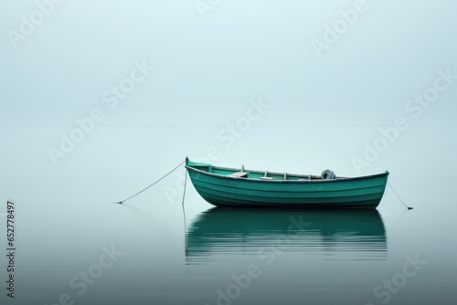 Gray and Teal Boat Minimalism in a negative artistic space. Visual abstract metaphor. Geometric shapes with gradients.