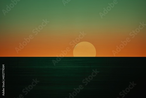 Brown and Green Sunset Minimalism in a negative artistic space. Visual abstract metaphor. Geometric shapes with gradients.