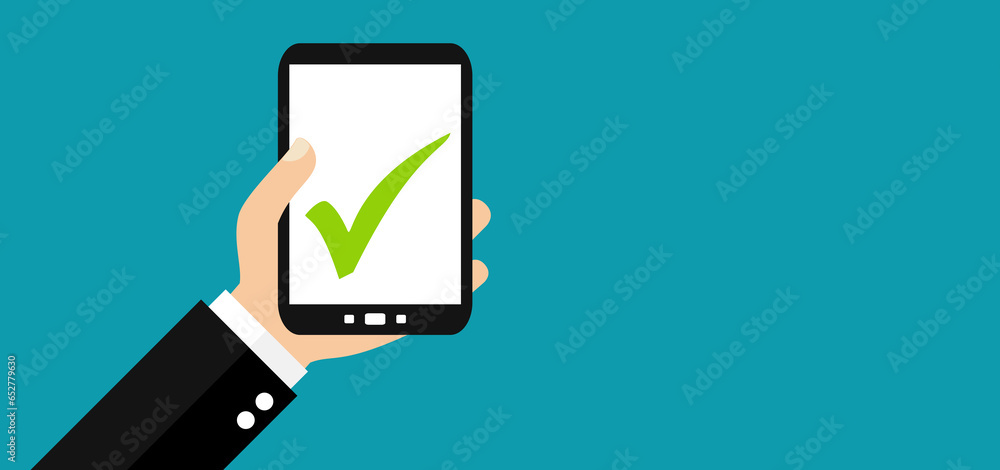 Häkchen oder Check auf dem Smartphone Häkchen oder Check auf dem Smartphone