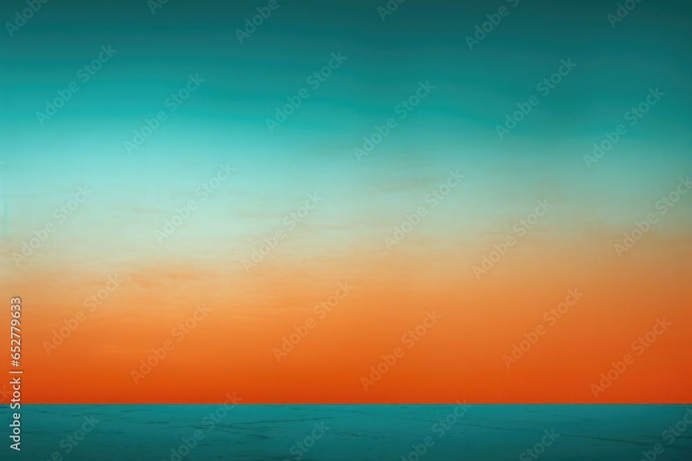 Teal and Orange Landscape Minimalism in a negative artistic space. Visual abstract metaphor. Geometric shapes with gradients.