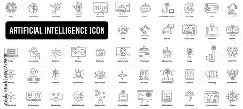Artificial intelligence icons. Set of brain, robot, ai, head icon
