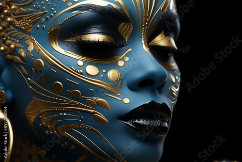 Futuristic and metallic makeup design, Generative AI
