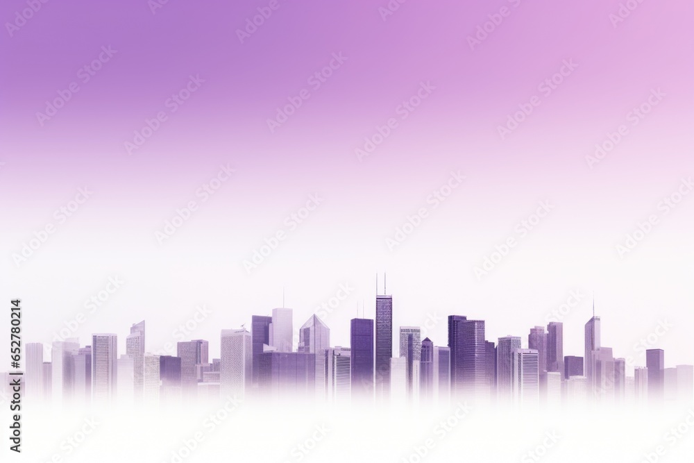 White and Purple Skyline Minimalism in a negative artistic space. Visual abstract metaphor. Geometric shapes with gradients.