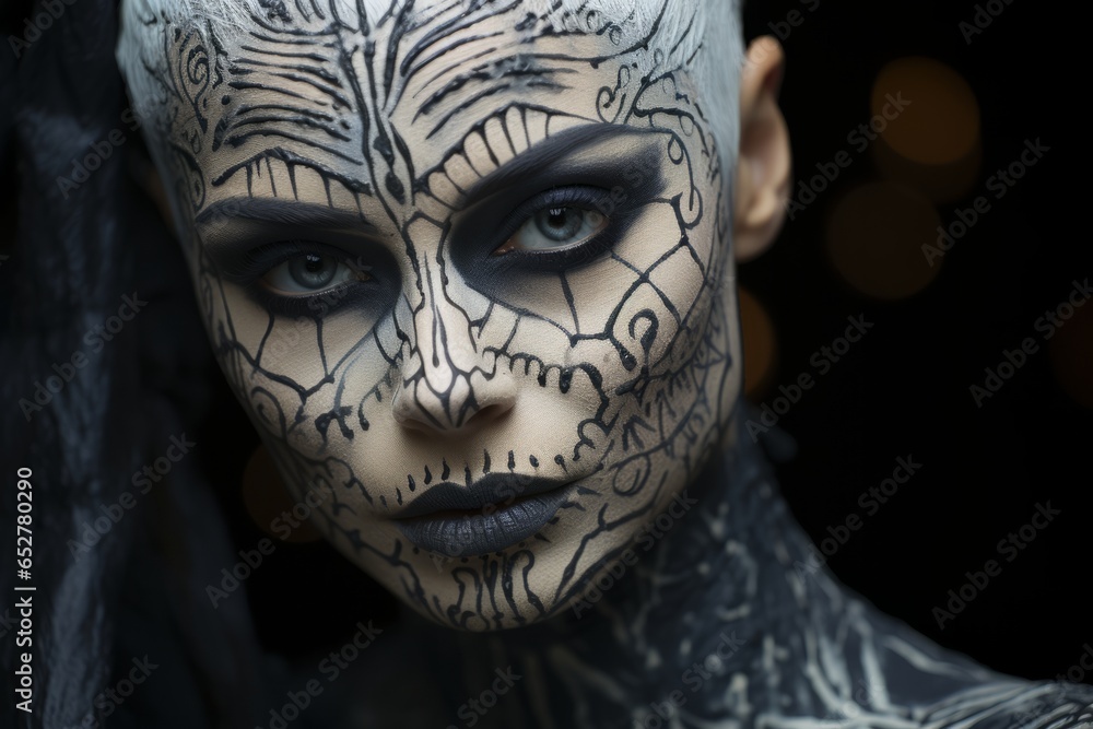  Halloween themed spooky makeup transformation, Generative AI