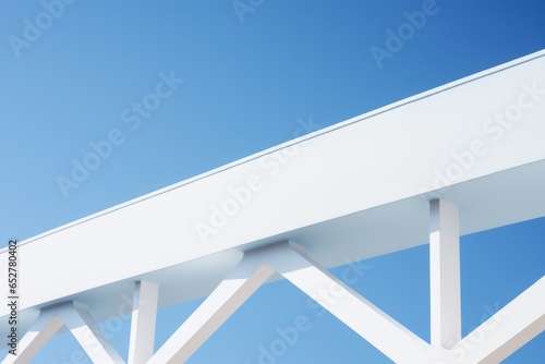 White and Blue Bridge Minimalism in a negative artistic space. Visual abstract metaphor. Geometric shapes with gradients.