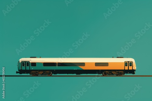 Teal and Brown Train Minimalism in a negative artistic space. Visual abstract metaphor. Geometric shapes with gradients.