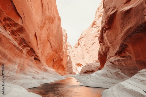 Orange and Gray Canyon Minimalism in a negative artistic space. Visual abstract metaphor. Geometric shapes with gradients.