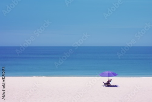 Blue and Purple Beach Minimalism in a negative artistic space. Visual abstract metaphor. Geometric shapes with gradients.
