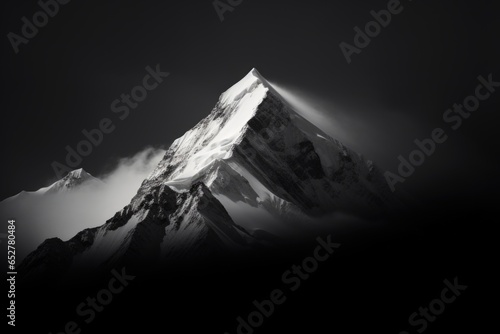 White and Black Mountain Minimalism in a negative artistic space. Visual abstract metaphor. Geometric shapes with gradients.