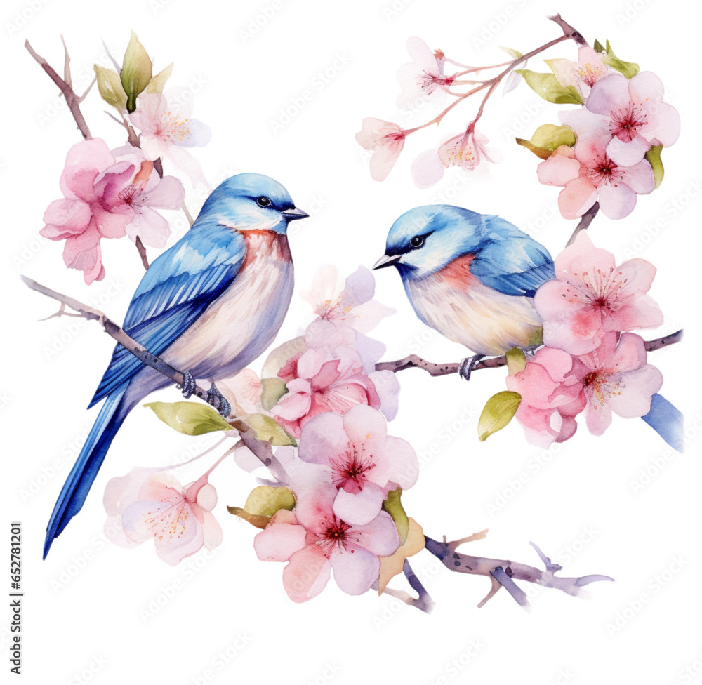 Watercolor illustration of a bird. Generative AI, png image Watercolor illustration of a bird. Generative AI, png image