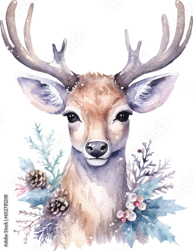 Christmas deer illustration created with Generative AI technology © Anastasiya