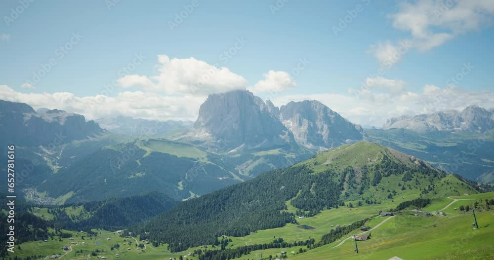 Panoramic view from Seceda peak with Langkofel mountain, Italian Dolomites Panoramic view from Seceda peak with Langkofel mountain, Italian Dolomites