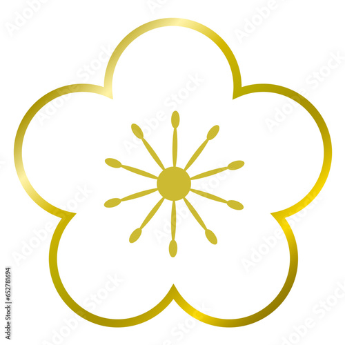 梅の花のアウトライン。お正月のイラスト素材。	