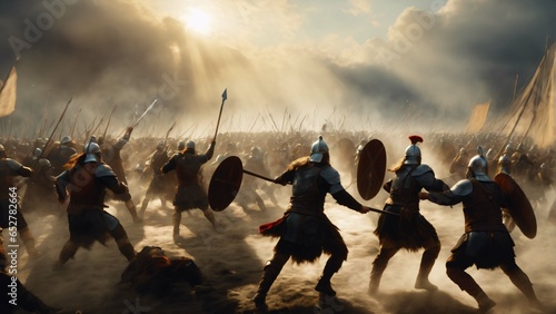 Ancient Viking Battle Illustration. Highly detailed and realistic design