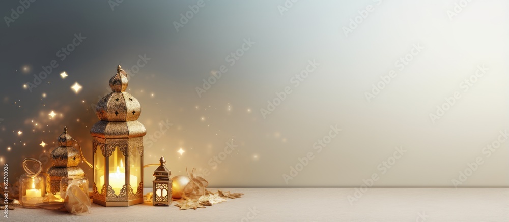 Decorative card for Ramadan Kareem with Islamic nuances and festive invitation Decorative card for Ramadan Kareem with Islamic nuances and festive invitation