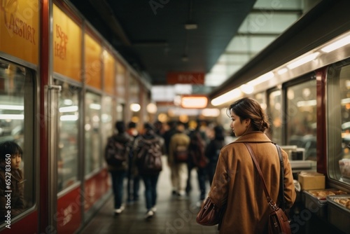 Woman in Subway Urban Lifestyle, Commuting, Subway Station