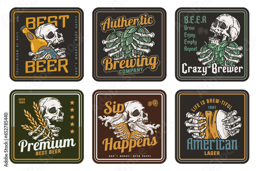 Beer bierdeckel vector set for design of brew beer in a brewery. The collection vintage bierdeckels for craft brewing