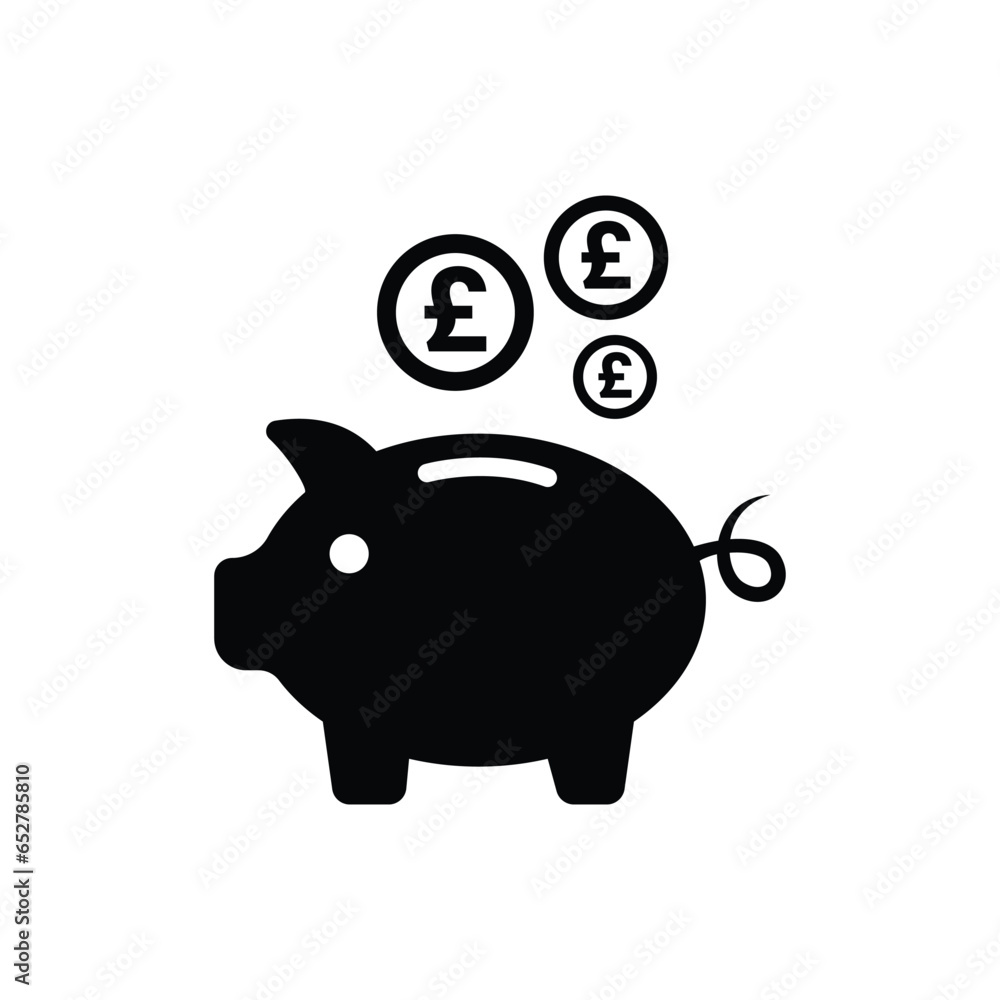 Piggy bank icon. Earnings Icon. Piggy Bank Flat with Pounds Currency Vector Artwork Piggy bank icon. Earnings Icon. Piggy Bank Flat with Pounds Currency Vector Artwork