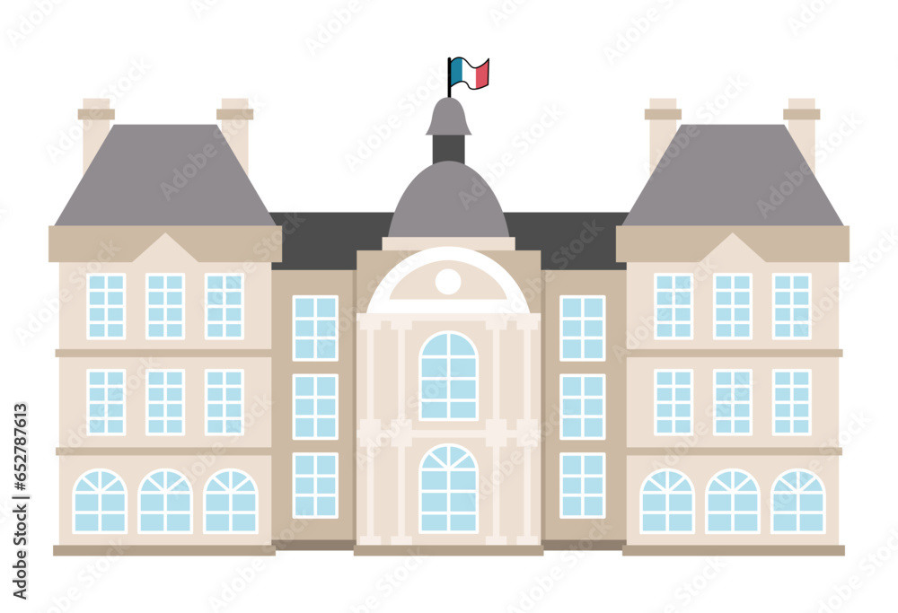 Vector Luxembourg palace icon. Paris sight illustration. Traditional France landmark. Historical French flat style place of interest isolated on white background.