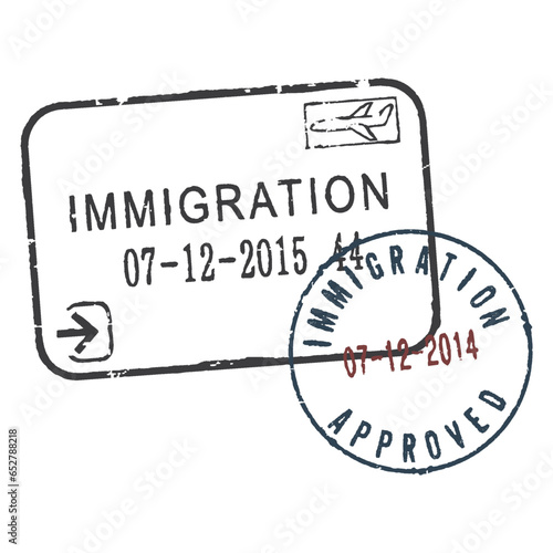 Two passport rubber stamps IMMIGRATION.