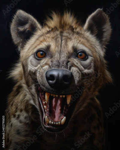Votorealistic image of a grinning hyena