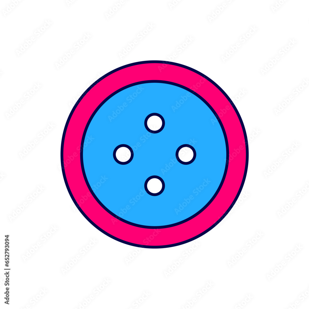 Filled outline Sewing button for clothes icon isolated on white background. Clothing button. Vector Filled outline Sewing button for clothes icon isolated on white background. Clothing button. Vector