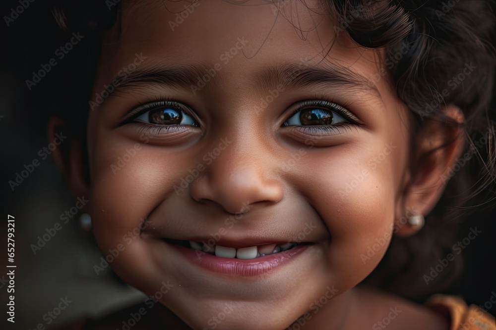 A close-up of a young childs smiling face A close-up of a young childs smiling face